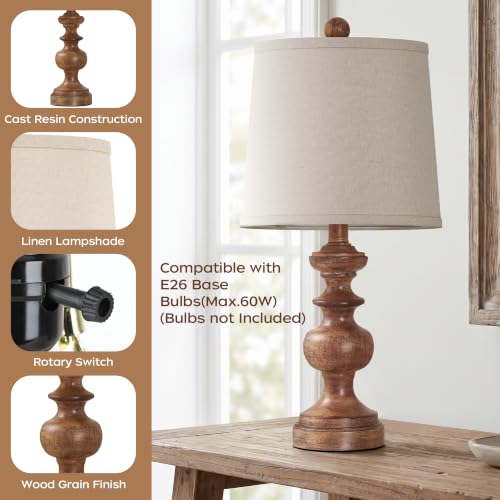 PARTPHONER Farmhouse Table Lamp Set of 2, Rustic Lamps for Living