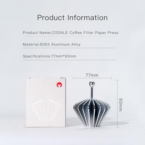 Silver Metal Coffee Filter Presser for Pour Over & V60 Filter Paper - All Metal Design
