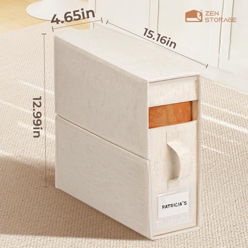 Off-White Cotton Linen Sheet Organizers 6-Pack by ZenStorage – Bed Bedding Storage Bin