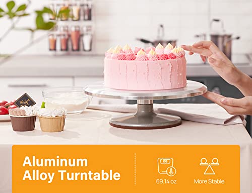 Kootek 12-Inch Aluminum Cake Turntable for Decorating & Baking Kit
