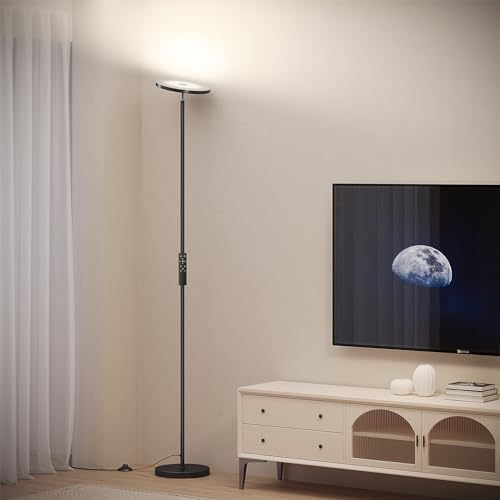 SUNMORY Black Floor Lamp for Living Room with Remote, Dimmable LED Standing Light