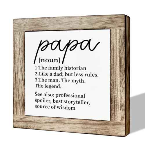 Papa Definition Sign Gift for Grandpa, Wooden Box Signs for Home Decor, Farmhouse Home Table Decor, Father's Day Gift for Papa, Grandpa Gift Idea for Christmas Thanksgiving, Grandpa Nickname Sign