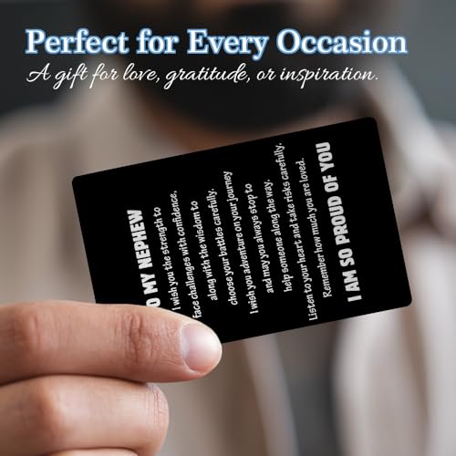 Personalized Wallet Card for Nephew - Inspirational Gift from Auntie, Graduation, Valentine's, Christmas