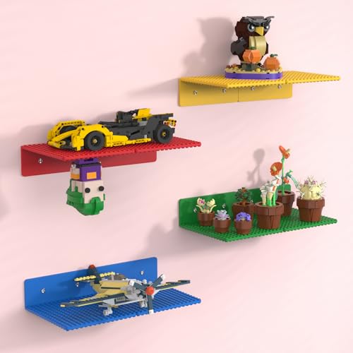 BlissBox 8-Pack Multi-Color Floating Wall Shelves for LEGO Displays, 5x5.5 inch