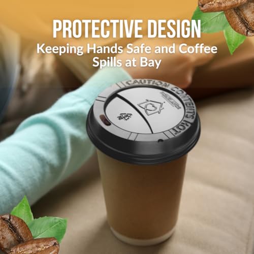 Homelance Disposable Black Coffee Cup Lids 10-20 oz, Leak-Proof & Heat-Resistant (Pack of 600)