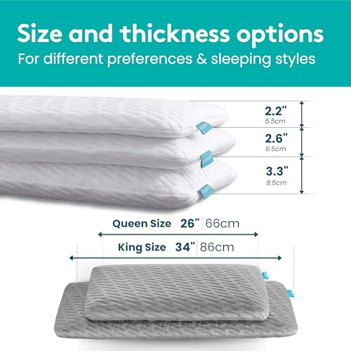King Stomach Sleep Pillow with Cool Memory Foam & Removable Cover - White, 2.6 Inch