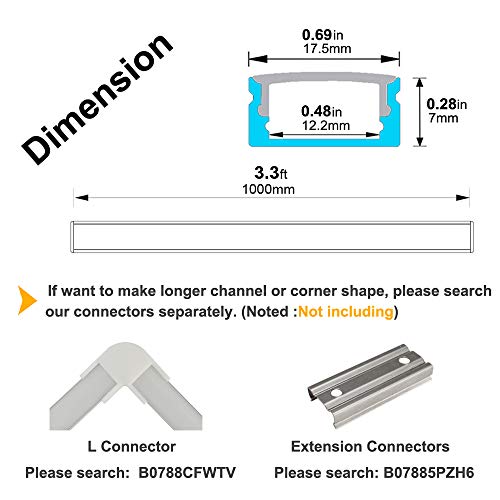 40-Pack 3.3ft U-Shaped LED Aluminum Channel System with Milky Diffuse Cover & Accessories