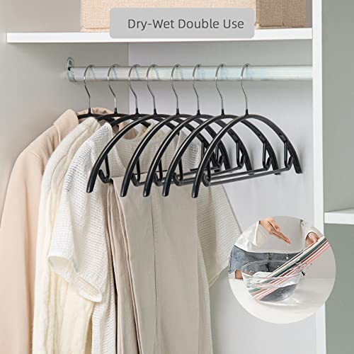 Black PVC Coating Sweater & Clothes Hangers - 20 Pack, Shoulder Bump Free