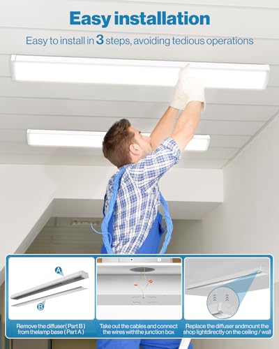 Sunco 2 Pack 4ft LED Shop Lights - Linkable Wraparound Commercial Fixtures - 40W (300W Equivalent) - Variation 2