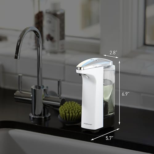 simplehuman 8 oz. Touchless Sensor Liquid Soap Dispenser with Brushed Nickel Finish, Battery Operated