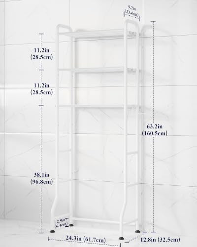 Over Toilet Storage Rack 3 Tiers White - Space-Saving Bathroom Organizer