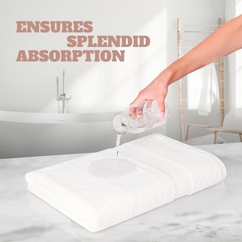 White Bath Towels 24x50 Inch - 6 Pack Extra Absorbent Cotton Set with Variation White / Bath Towels 6-Pack, 24x50 Inches