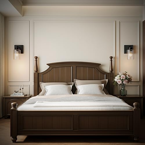 Black Wireless Battery Operated Wall Sconce Set of Two with Remote Control