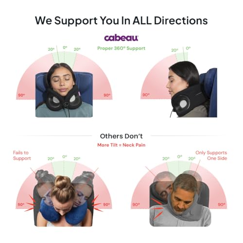 Cabeau Evolution X Deluxe Travel Neck Pillow with Adjustable Support and Carry Bag
