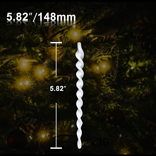 30PCS Christmas Ivory White Icicle Ornaments,Threaded Ice Strips Decorative Christmas Tree Hangings for Xmas Party,Wedding.(5.82")