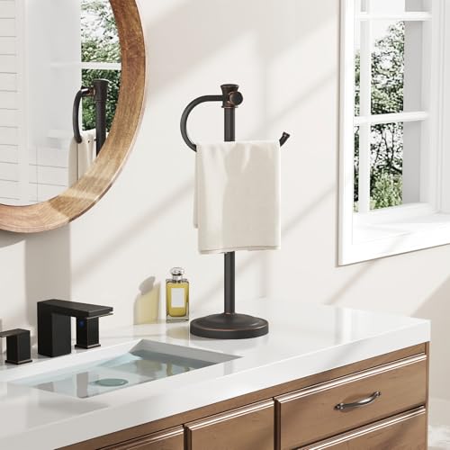 BESy Hand Towel Holder Stand - Countertop Towel Bar in Oil Rubbed Bronze