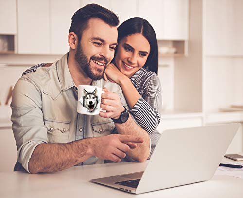 Winston & Bear Happy Husky Dog Mug - 11oz Ceramic Funny Coffee Mug - Great Gift for Dog Lovers - Novelty Present for Men & Women