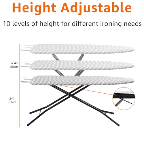 Amazon Basics Chevron Full-Size Foldable Ironing Board, 60 x 14 Inches, Adjustable & Removable Cover