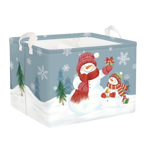 Clastyle Snowman Christmas Gift Basket | Large Blue Winter Toy Storage Bin