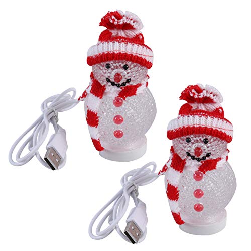Mobestech 2pcs Christmas Lights USB Snowman Lights USB Charging Night Light Christmas Decoration for Living Room Nursery Room
