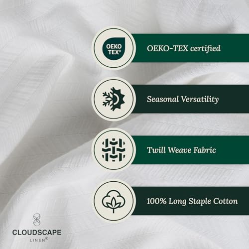 King Size Cotton Blanket - White Herringbone Summer Bed Blanket 108x92 - Soft & Breathable