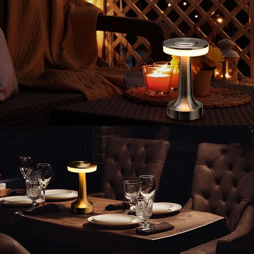 O'Bright Dome Cordless Rechargeable LED Mushroom Table Lamp - Gold, 8 Inch