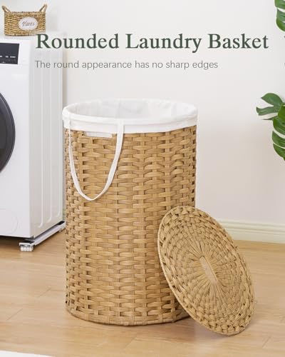 Large Laundry Hamper with Removable Liners and Handle - Natural, 130L, 34.3 Gallon Capacity