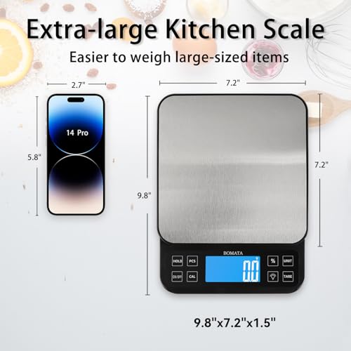 BOMATA Black Large Digital Kitchen Scale 0.1g Precision 11lb Baking Food Weighing