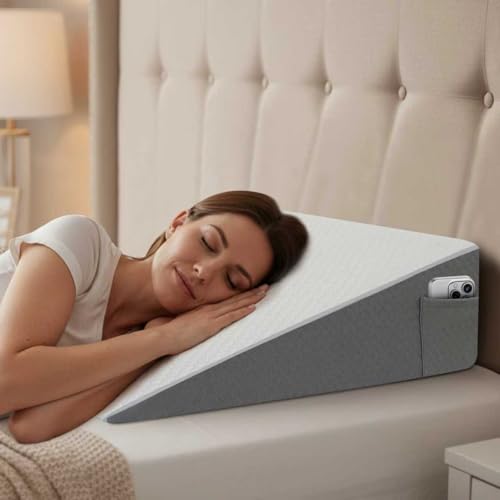 24x24x8 Inch Bed Wedge Pillow for Sleeping & Resting, Memory Foam Support, Cooling Cover