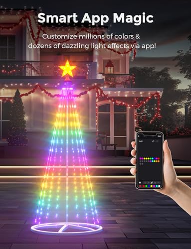 BraveDream 9ft Smart RGB Lighted Christmas Cone Tree Outdoor Indoor with App & Remote Control
