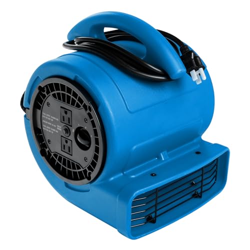 MOUNTO Blue 1/5HP 3-Speed Air Mover Blower Fan for Floor & Carpet Drying