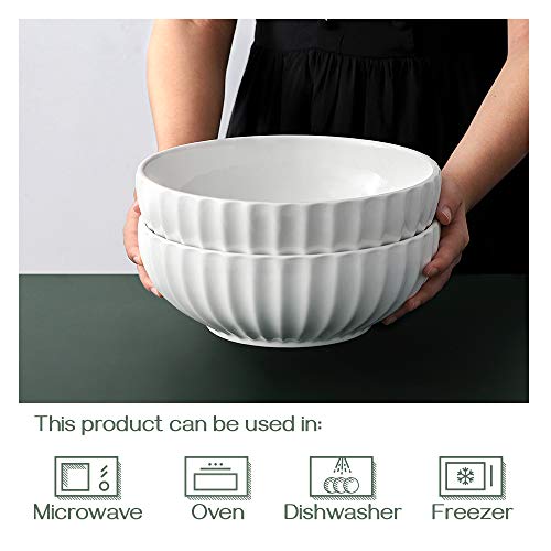 DOWAN 9.8'' Pumpkin-Shaped Ceramic Serving Bowls Set of 2, 86 oz Large Salad & Dinner Dishes for Holidays