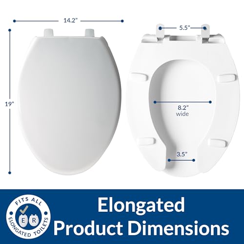 Elongated Heavy Duty Commercial Toilet Seat with Cover - White