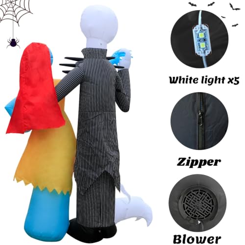 6Ft Inflatable Halloween Skeleton Couple & Dog Yard Decoration with LED Lights