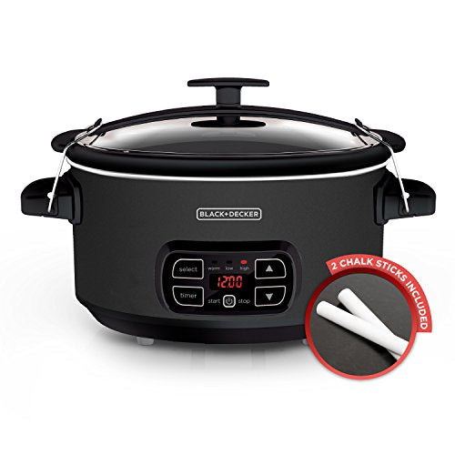 Black+Decker 7-Quart Chalkboard Slow Cooker - Standard Model with Lid Holder and 3 Settings