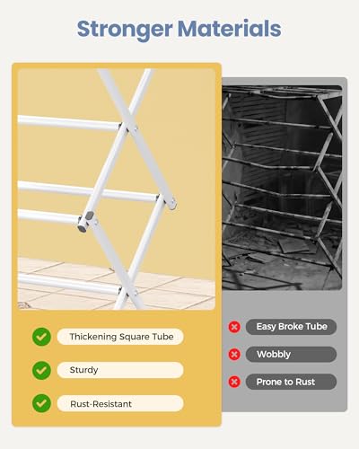 APEXCHASER White 3-Tier Clothes Drying Rack No Install Expandable Laundry Stand