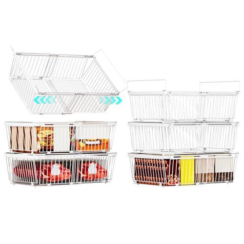 Large Freezer Organizer Bins - 6 Pack, Adjustable Fit for 10-20 Cu.Ft Freezers - Leak-Proof Bottom