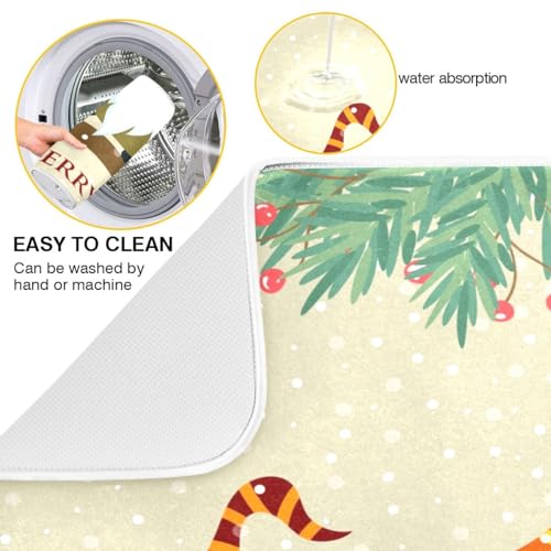 Senya Christmas Gnomes Dish Drying Mat 16x18 in - Absorbent Microfiber