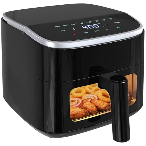 Black 4QT Compact Air Fryer with Touchscreen, Interior Light & Presets