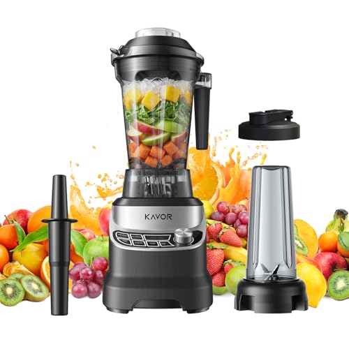Kavor 2400W Peak Countertop Blender with 64oz Pitcher & Travel Cup, Smart AI Presets