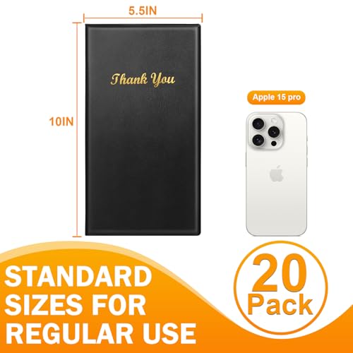 ZENOWICK 20 Pcs Restaurant Check Presenters, Durable Waterproof Server Books