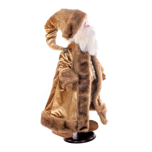Vickerman 24" Mocha Velvet Santa Doll with Glasses & Removable Stand