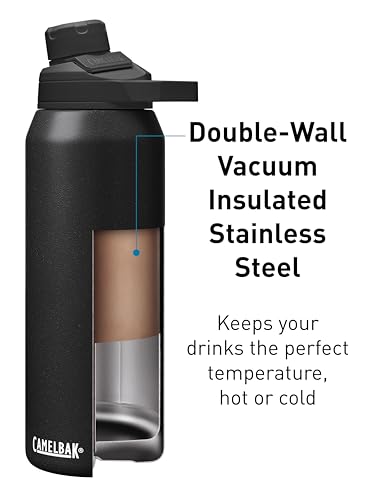 32 Ounces Black Vacuum Insulated Stainless Steel Water Bottle with Magnetic Leak‑Resistant Cap
