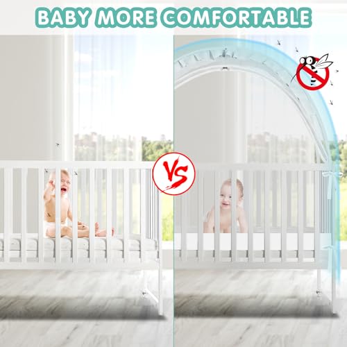 Zkaitoy White Large Baby Crib Tent Mesh Canopy Baby Safety Barrier