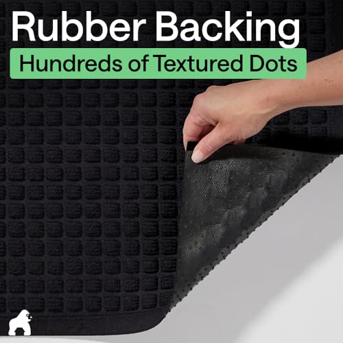 Gorilla Grip HydroAbsorb Door Mat - Black, 35x23 Inches, Indoor Outdoor