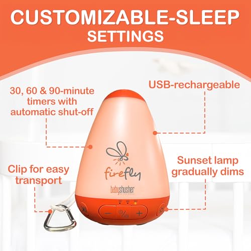 Baby Shusher Firefly Baby Soother with Nightlight & White Noise, Portable Sleep Aid