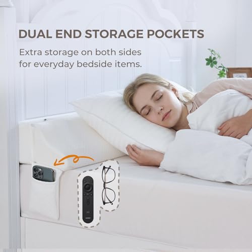 Couzssyhi White King Size Bed Wedge Gap Filler 76x10x6 Inch Adjustable Pillow