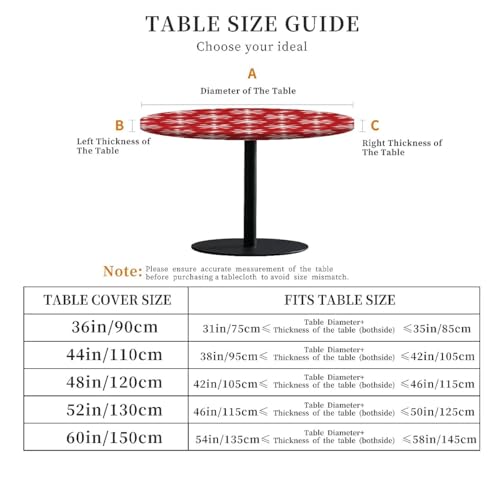 Christmas Tablecloth Round Fitted Table Cover Fits 42"-46" Tables