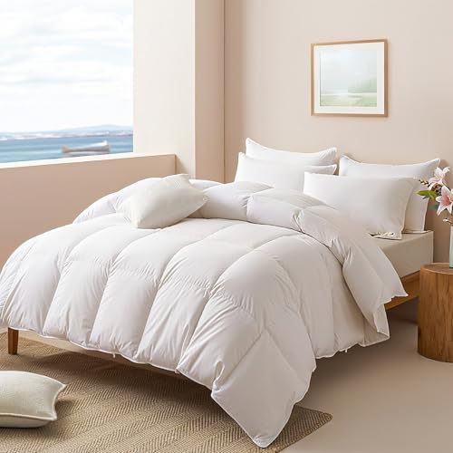 Oversized King Goose Feather Down Comforter - Ivory, Hypoallergenic & Cloud-Like