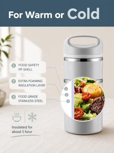 Stackable Stainless Steel Lunch Box 43Oz with Cutlery - Gray